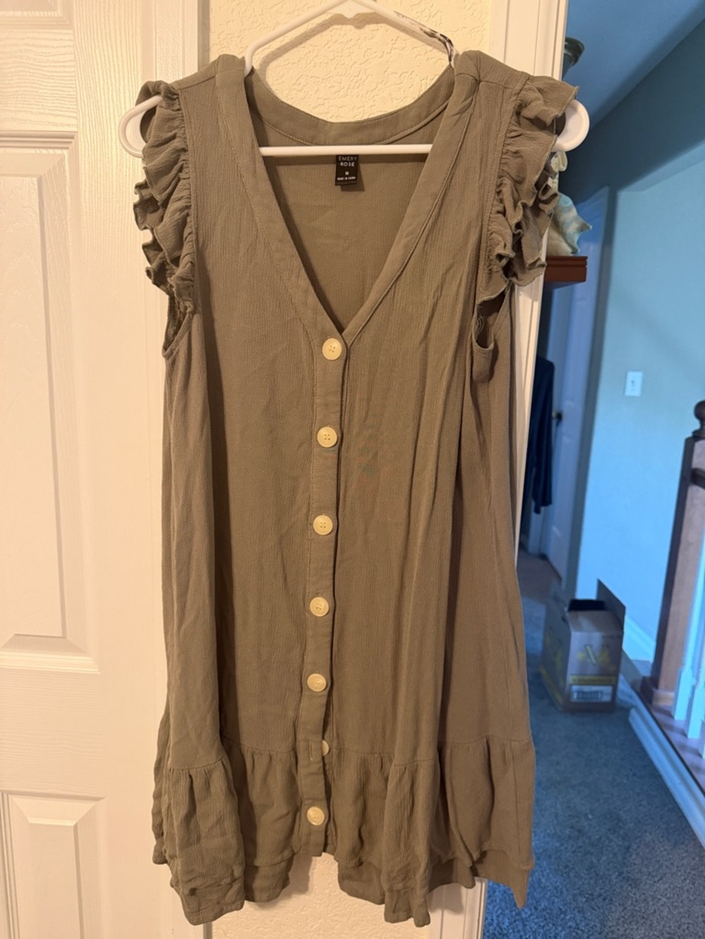 Every Rose Sage Green Ruffle Sleeve Midi Dress